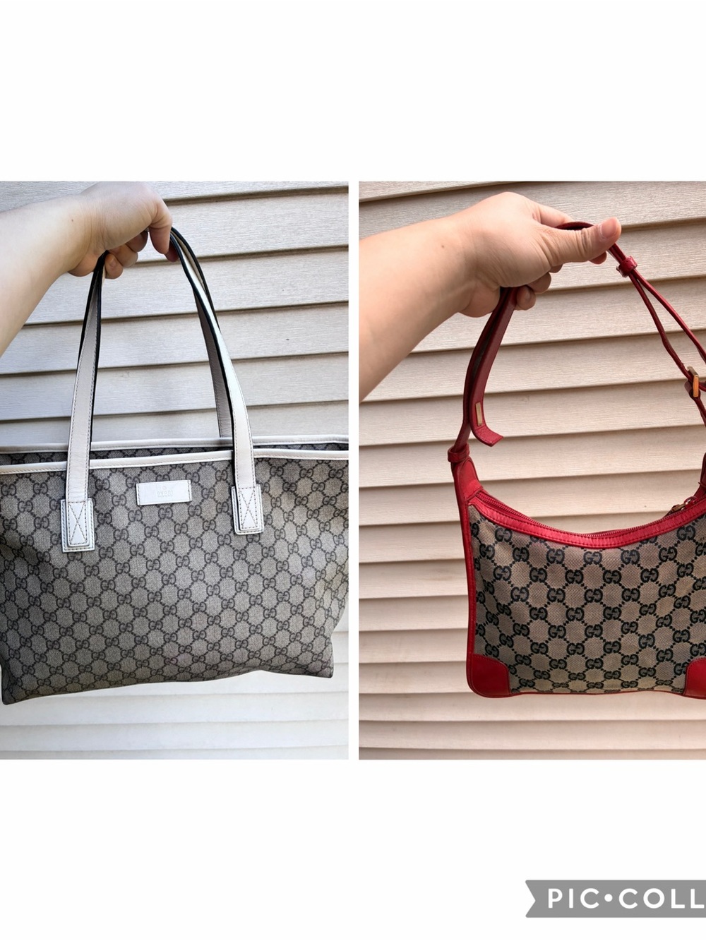 Gucci Beige Monogram Tote and Red Monogram Shoulder Bag Set bundle